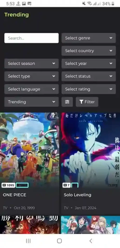 Search and Choose your Anime